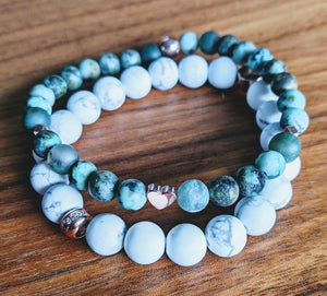 African Turquoise and Howlite Bracelet Set
