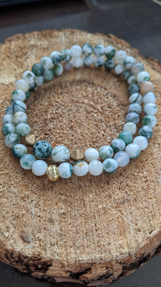 Tree Agate Bracelet Set