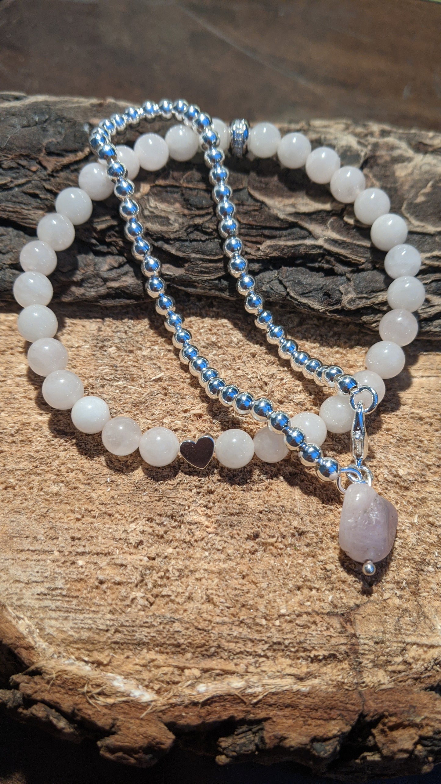 Pink Quartz silver Bracelet Set