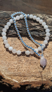 Pink Quartz silver Bracelet Set