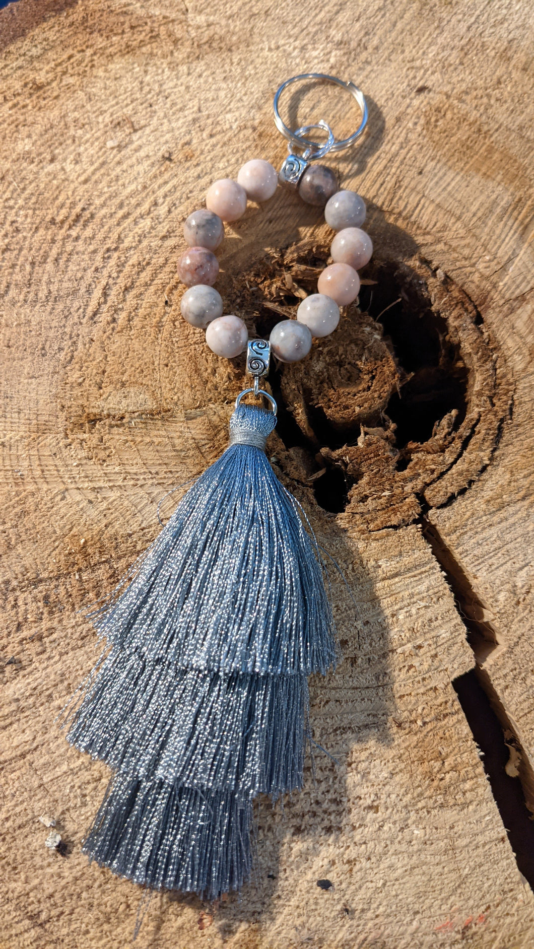 Keychain - Grey Silk/Pink Zebra