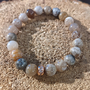 Rose Gold Bracelet - Cream Bamboo Agate