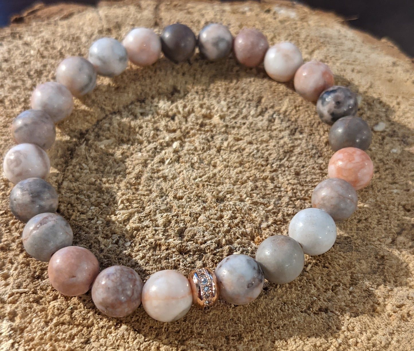 Rose Gold Bracelet - Pink Zebra Jasper